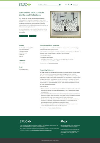 SRUC Archive Website Screenshot